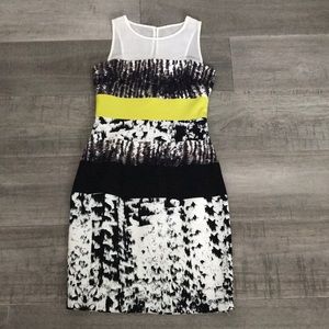 BCBG Maxazria dress w/ neon yellow waistband